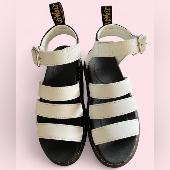 Dr. Martens Blaire White and Black Platform Sandals - Picture 3 of 5